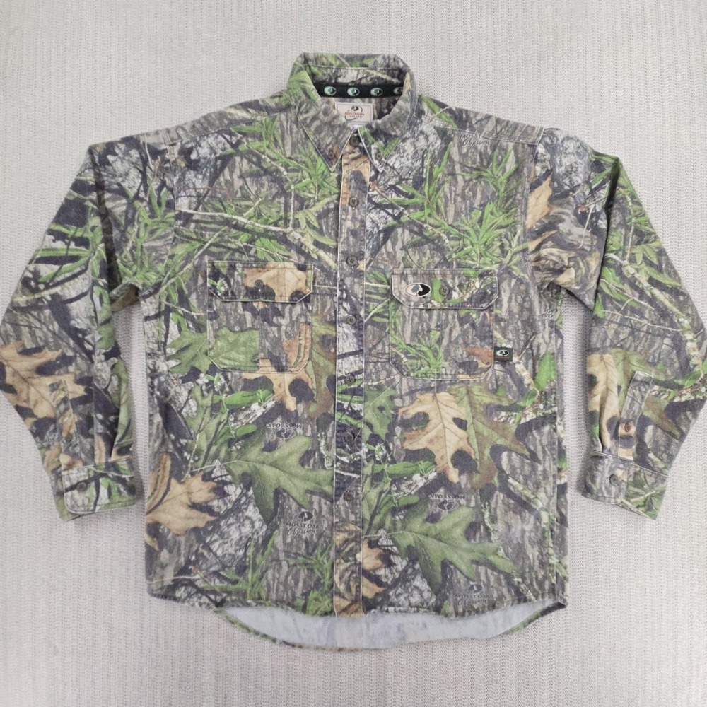 Mossy Oak Shirt Mens Medium Camo Long Sleeve Button Up Hunting Outdoor Flannel